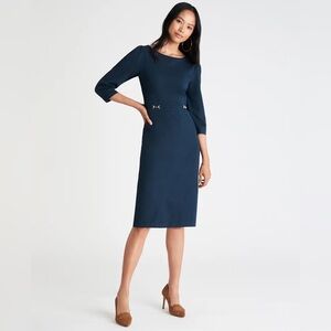 Ann Taylor Teal Blue Horsebit Detail Sheath Dress 16